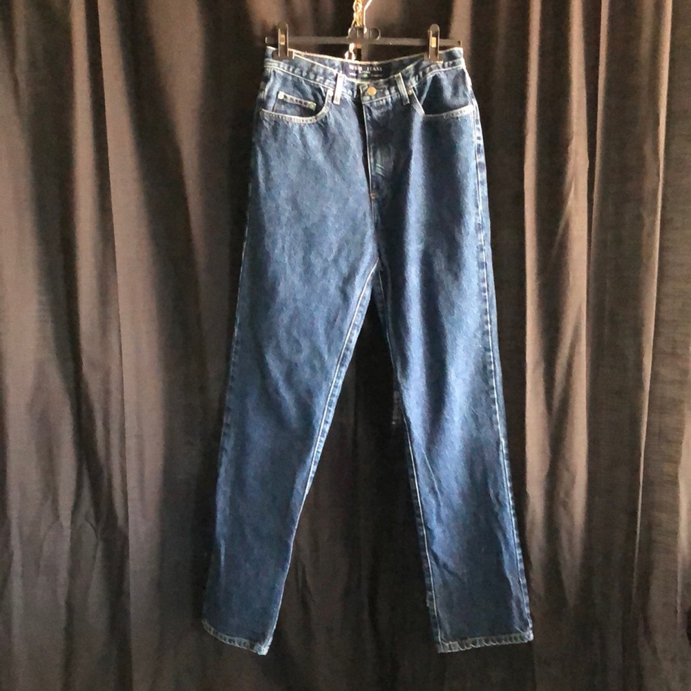 Authentic vintage GUESS jeans long 100% cotton straight leg denim holes distress